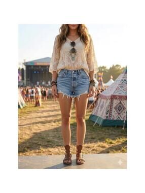 Levi’s 501 Original Cut Off Denim Shorts Medium Wash W33 High Rise Distressed